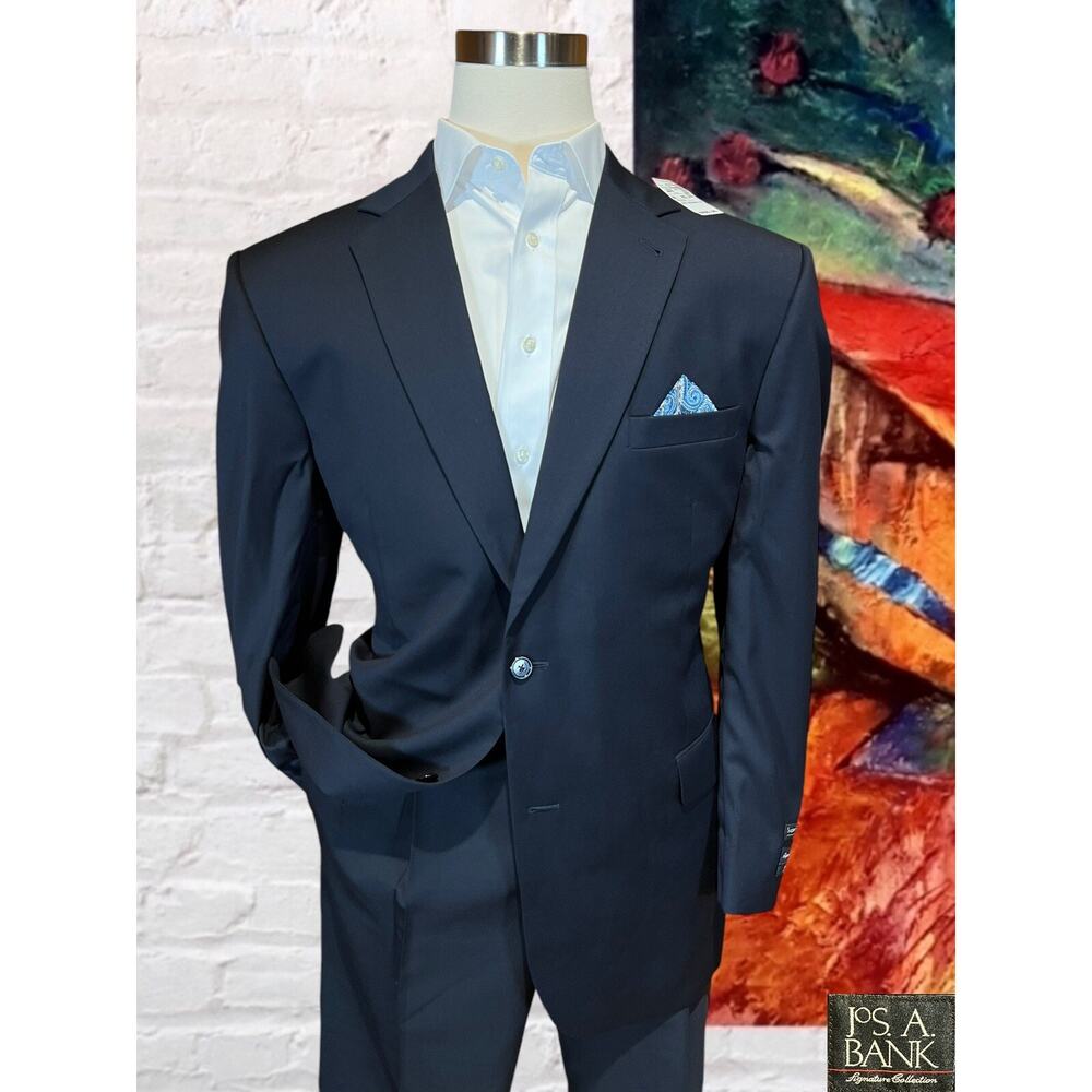 New Jos A Bank Signature 46R Navy Blue SuperFine Suit Jacket Blazer $895